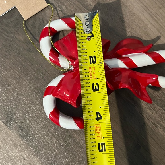 NEW Home Goods TjMaxx Candy Cane W/ Red Bow Ribbon Resin Christmas Tree Ornament - Picture 6 of 9